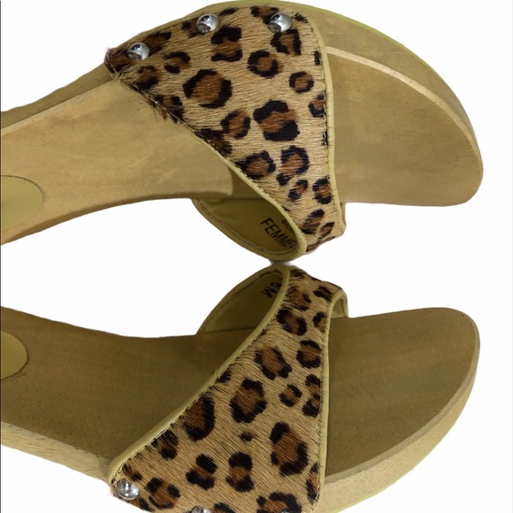 Pazzo Femme Women’s Retro Leather Wood Slide - Picture 10 of 13